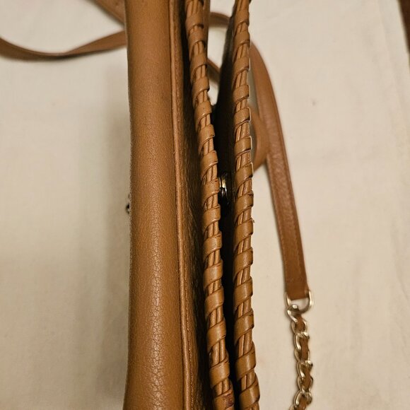 Tory Burch Tan Crossbody Marion Whipstitch Flap Bag 8" x 6" - Picture 6 of 9